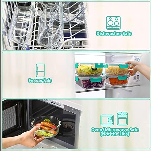 M MCIRCO 24-Piece Glass Food Storage Containers with Locking Lids,Glass Meal Prep Containers Set - Airtight Lunch Containers, Microwave, Oven, Freezer and Dishwasher,Green