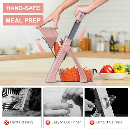 All in 1 Upgraded Version Safe Mandoline Slicer for Kitchen, Veggie Slicer