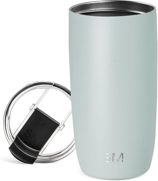 Simple Modern Voyager Tumbler with Flip Lid | Travel Coffee Mug | Insulated Stainless Steel Cold Brew Iced or Hot Coffee Cup | Gifts for Women Men Her Him | 16oz, Sea Glass Sage