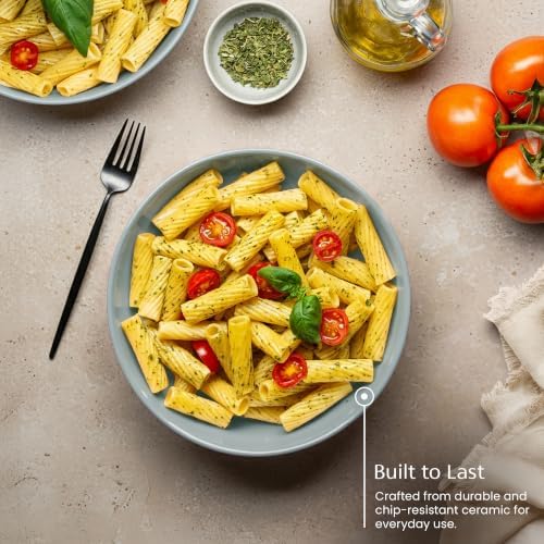 KooK Pasta Bowls, For Soups & Salads, Set of 4, 40 oz, Casper Blue