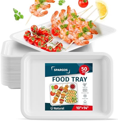SPARGOS 14 Inch Disposable Food Trays, 50 Pack Crawfish Boil