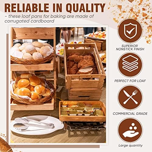 Sabary 50 Pcs Paper Baking Loaf Pan with Lids Disposable Paper Pans Mold for Christmas Winter Birthday Cake Bread Bakery Holiday Gifts(5.91 x 2.48 x 1.94 Inches)