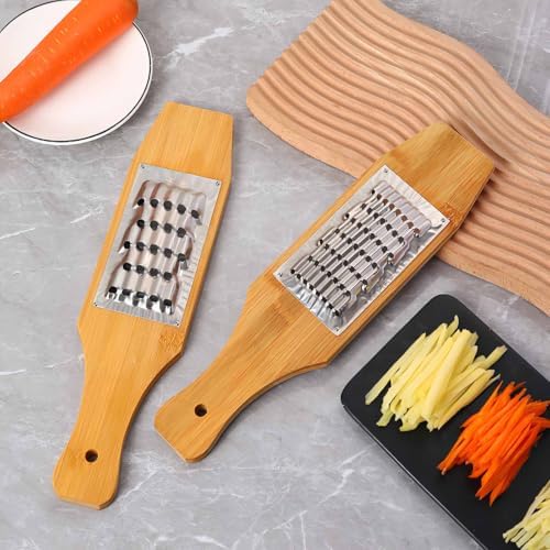 Bamboo Vegetable Grater Stainless Steel Zester Handheld Shredder For Carrot