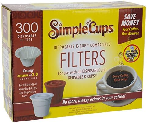 Disposable Paper Coffee Filters 300 Count - Compatible with Keurig, K-Cup machines & other Single Serve Coffee Brewer Reusable K Cups - Use & Make Your Own Pods - Works with All Brands, Gift