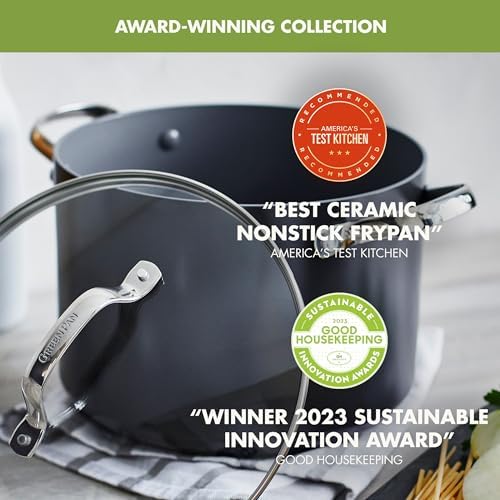 GreenPan Valencia Pro 8QT Ceramic Nonstick Stock Pot, Hard Anodized