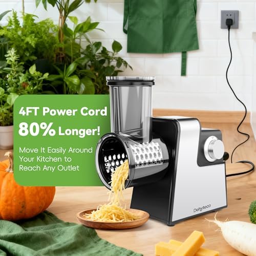 Electric Cheese Grater 7 in 1,Stainless Steel Salad Shooter,Slicer Shredder