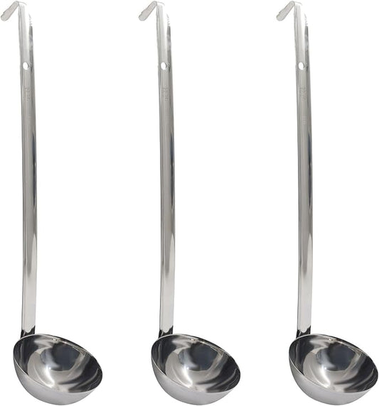 4 Oz Stainless Steel Ladle, 3 Pcs Sturdy Soup Ladle, 11.8" Long Handle Length for Stirring, Portioning and Serving Soup and Stew in Restaurants and Home (3.15" Bowl Diameter）