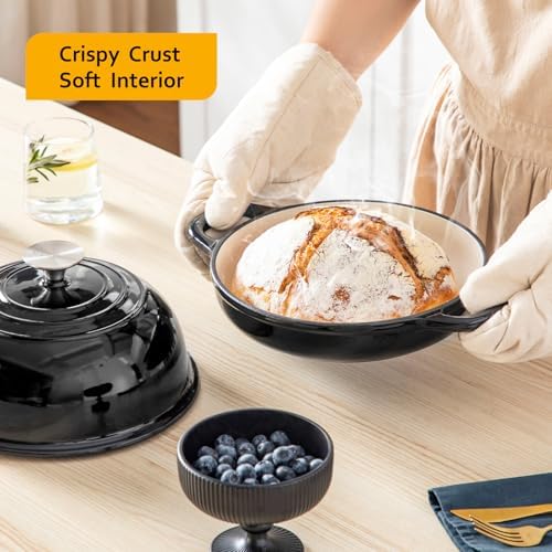 Velaze 5 QT Enameled Cast Iron Dutch Oven for Bread Baking with Dome Lid