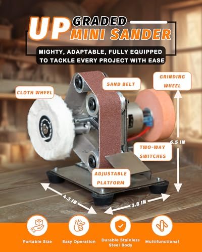 Mini Belt Sander, Electric Small Sander Knife Sharpener, 5.0''x 6.9''x5.5''