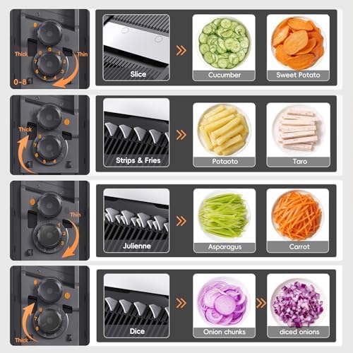 ONCE FOR ALL Safe Mandoline Slicer Pro, Veggie Slicer with Container, Black