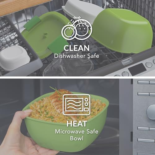Bentgo Salad Container, Lunch Bowl with 4-Compartment Toppings Tray, 54 oz