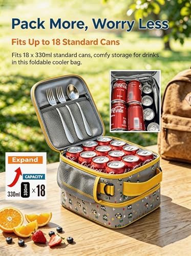Expandable Lunch Box Kids,Cute Cartoon Insulated Lunch bag for Kids Boys Girls Portable Double-Capacity Lunchbox Special Design for school Picnic Outdoor