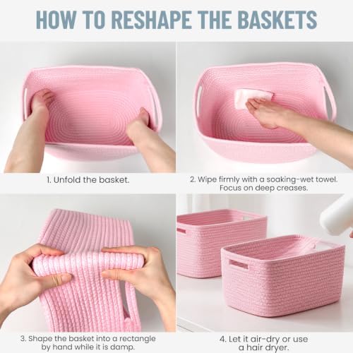 5 Pack Woven Storage Baskets, Decorative Storage Bins for Organizing