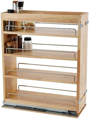 DINDON Pull Out Spice Rack Organizer for Cabinet, (5" W x 21.9" D x 25.2" H) Multi-Use Wood Pull Out Cabinet Organizer Slide Out Shelf Cabinet Storage for Kitchen, Pantry Organization