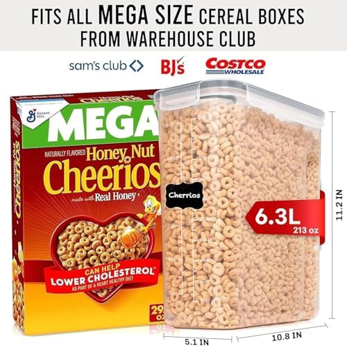 Shazo 2 Pack (6.3L / 213OZ) EXTRA Large Airtight Food Storage Cereal Containers for Bulk Food Storage BPA-Free Plastic Container, Pantry Organization and Canister for Rice, Pasta, Sugar & Flour