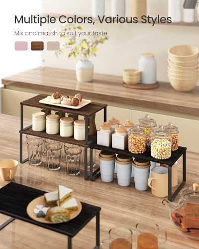 SONGMICS Cabinet Organizer Shelf, Set of 2 Spice Rack, Kitchen Storage