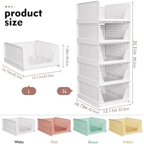 5 Pack Closet Organizer Basket, Closet Organizers and Storage, Green