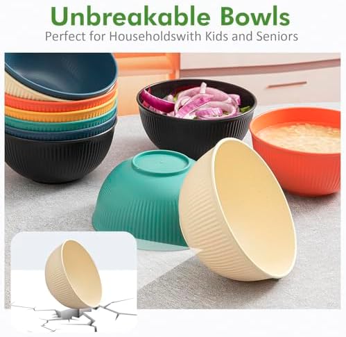 Unbreakable Cereal Bowls, 24 oz, Carbon Black, 6 Pcs