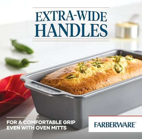 Farberware Bakeware Nonstick Baking Pans with Baking Sheets, Cake Pans, Meatloaf/Bread Pan, and Muffin Pan, 7 Piece Bakeware Set - Gray