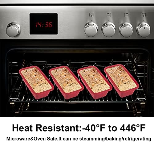 Nalchios Silicone Mini Loaf Pan Set of 4, Non-Stick Easy Release Rectangle Cake Pan for Baking Bread, Flexible BPA Free Baking Mold and Bread Mold, Toast Pan, Brownie Loaf Pan, Cake Mold