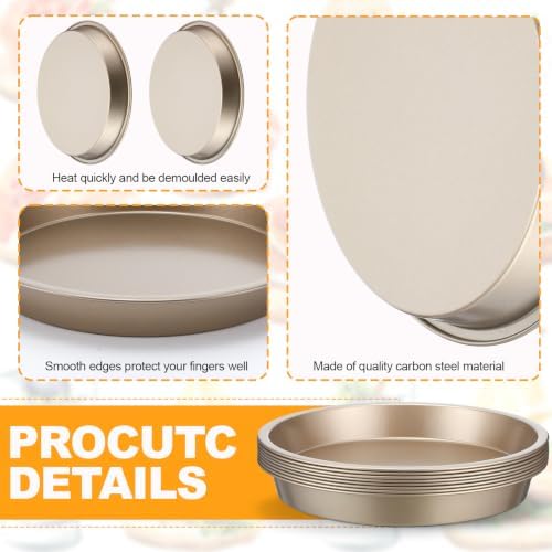 8 Pcs Pie Tins, 9 Inch Round Pans, Golden