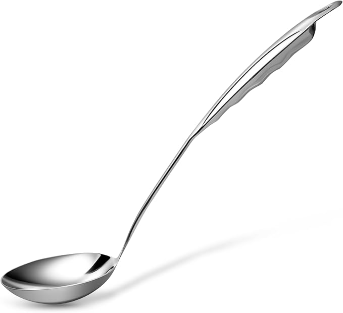Stainless Steel Ladle, Durable Cooking Utensil, Elegant One-Piece Design Stainless Ladle – Comfortable Handle for Stew, Chili, and Gravy – Easy to Clean Kitchen Tools