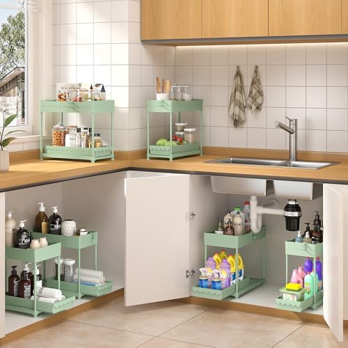 Sevenblue 4-Pack 2-Tier Under Sink Organizer with Pull Out Drawers