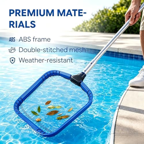 Pool Skimmer Net, Heavy Duty Flat Nylon Fine Mesh Leaf Bag, Fast Debris Removal Cleaning Tool Compatible with Standard Pole for All Swimming Pools and Ponds(No Pole)
