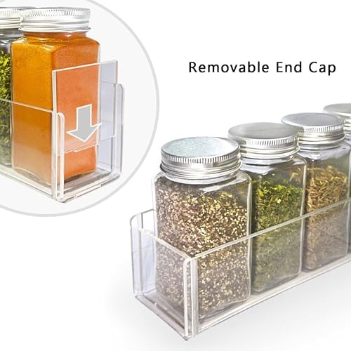 PMMASTO Adhesive Acrylic Spice Rack, Clear- 4 Pack with 2 Tapes