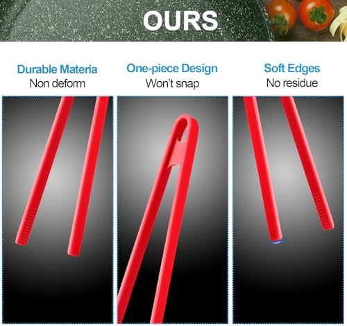 Patelai 2 Pcs 11.8 Inch Silicone Cooking Tongs Tweezers,Red