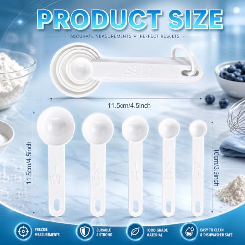 Frienda 20 Pcs White Plastic Measuring Spoons for Kitchen Baking