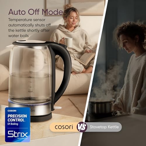 Cosori Electric Kettle, No Plastic Contact with Water, 1.7L, Black