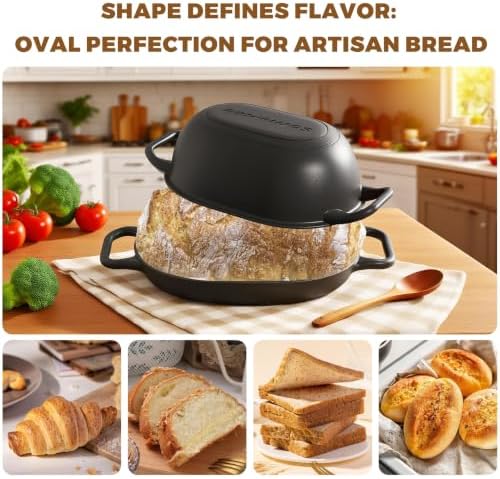 12 x 8 Inch 5QT Oval Dutch Oven for Bread Baking