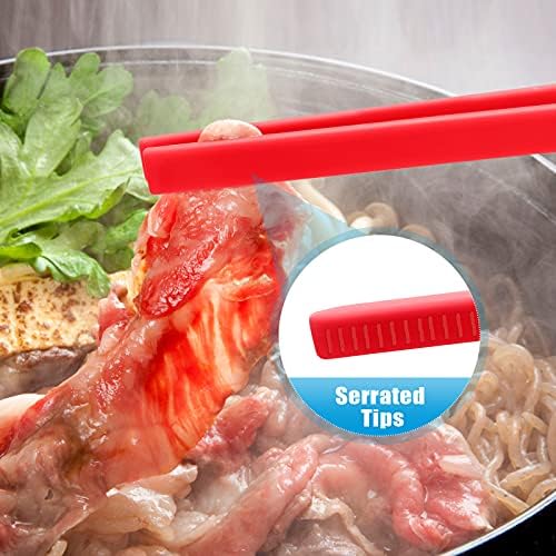 Patelai 2 Pcs 11.8 Inch Silicone Cooking Tongs Tweezers,Black, Red