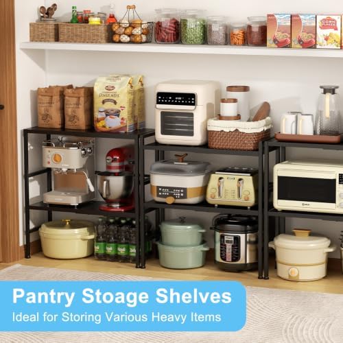 2-Tier Expandable Metal Storage Shelves, 150LBS Heavy Duty Shelving Units and Storage,Adjustable Utility Organization and Storage Shelf Rack For Kitchen Garage Laundry Bathroom Pantry Warehouse