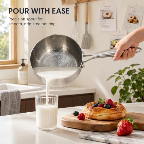 Titanium Saucepan with Lid, No Coating Non-Stick Titanium Pot（3 QT)