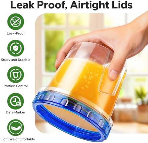 HOMETALL Freezer Storage Containers, [6 Pack-24 Oz] Airtight Plastic