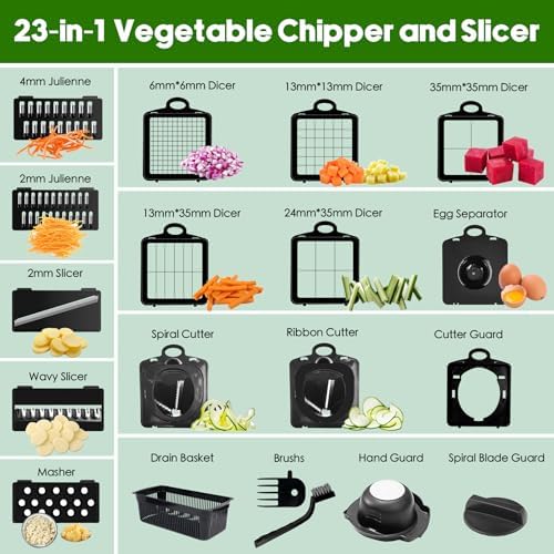 Multi 23-in-1 Pro Vegetable Chopper & Mandoline Slicer, 10 Blade-in-1