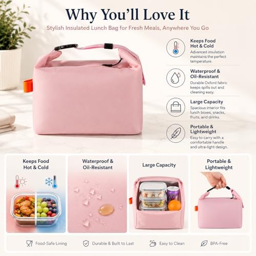 Insulated Lunch Bag For Women, Reusable Lunch Box Tote Bags