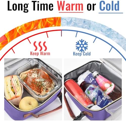 Genteen Lunch Box for Kids, Boys - Insulated Small LunchBox Reusable, Zip Closure & Buckle Handle, Portable Cooler for Work, School, Travel (Purple)