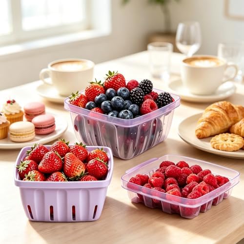 Berry Basket, 3-in-1 Fruit Colander with Holes, Berry Keeper with Colander