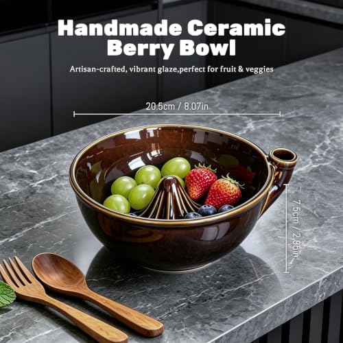 Ceramic Berry Washing Bowl with Auto-Spin Swirl Drainage