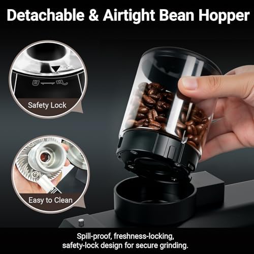 64mm Flat Burr Coffee Grinder with 35 Grind Settings Professional