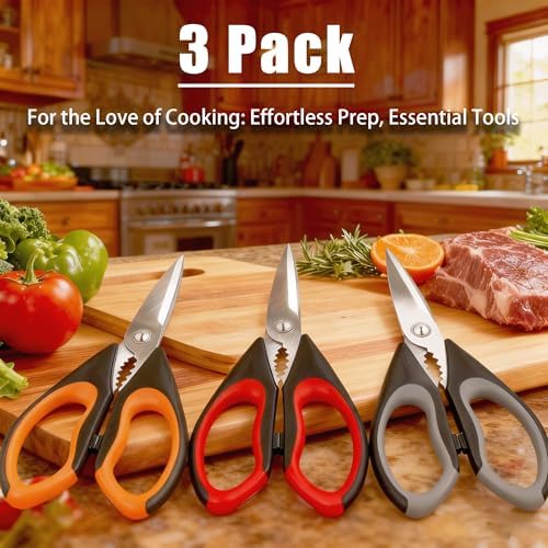 OMDAR 3 Pack Kitchen Scissors - Food Grade Kitchen Shears