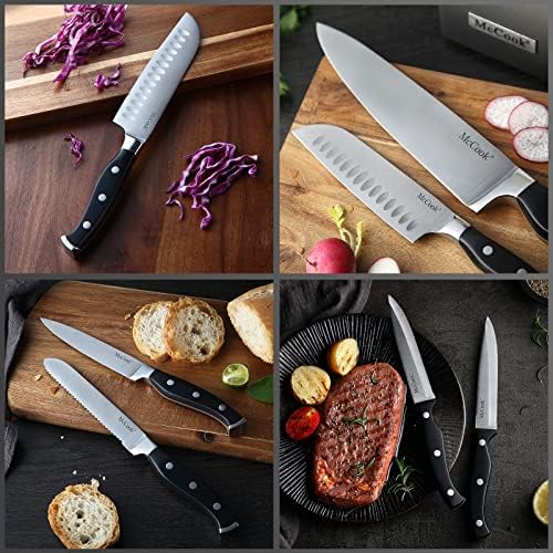 McCook® Knife Sets,German Stainless Steel Kitchen Knife Block Set with Built-in Sharpener (Pack of 2)