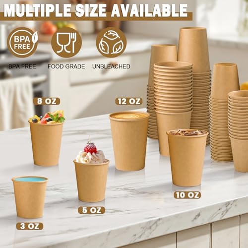 Lamosi 5 oz Paper Cups Disposable - 300 Count, Kraft Paper Cups