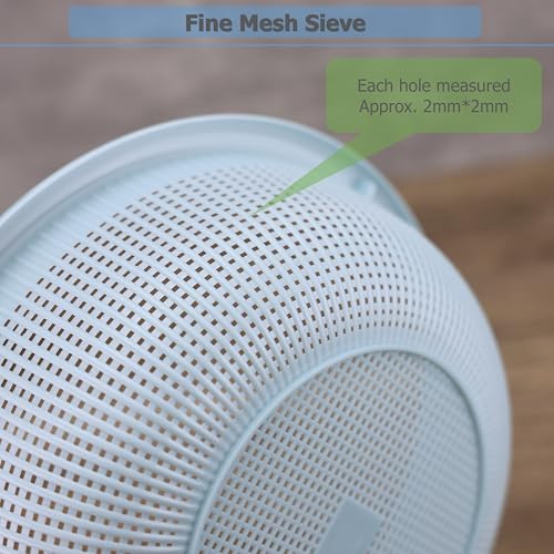 EIKS 3 Pack Plastic Colander Baskets Mesh Sieve, 10-inch Diameter