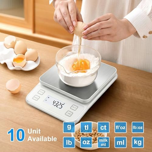 22lb Rechargeable Stainless Steel Scale, Diyife Large Kitchen Food Scale