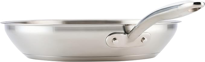 Rachael Ray Professional Stainless Steel Frying Pan/Skillet, Compatible with All Cooktops, Induction Ready, Dishwasher Safe, 12.5 Inch Open Fry Pan - Stainless Steel