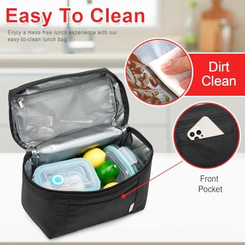 NOL Insulated Lunch Bags for Women Cooler Bag Lightweight Nylon Waterproof Lunch Box For Work (Medium(normal), New black)